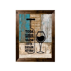 PORTA ROLHAS TODA GARRAFA VAZIA COR MOGNO 30 X 40 CM - 794