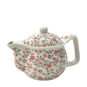 BULE CHALEIRA ORIENTAL EM CERAMICA COM ALÇA E TELA METAL  FLORAL SALMÃO 350ML - 106-SAL