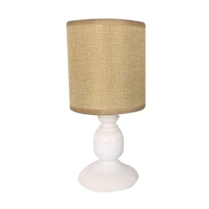 ABAJUR COM CUPULA EM LINHO E BASE DE METAL 28CM BIVOLT - AL55008-BG