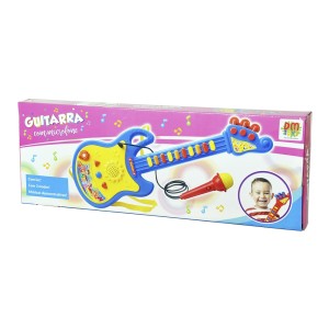 GUITARRA INFANTIL MUSICAL COM LUZ E MICROFONE DE PLASTICO 15X45CM - DMT5379-VM