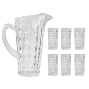 JARRA DE VIDRO  COM 6 COPOS DIAMONDS - UHS000202