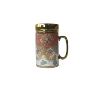 CANECA DE PORCELANA COM ESPELHO NA TAMPA 380ML - B003-D