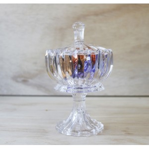BOMBONIERE COM TAMPA E PEDESTAL DE VIDRO 18X11CM - 7321CJCX