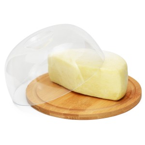 BOLEIRA E QUEIJEIRA COM TAMPA E BASE EM BAMBU REDONDA 19CM - CLA04012