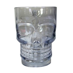 CANECA DE VIDRO PARA CHOPP E CERVEJA CAVEIRA ROCK STYLE AZUL  500 ML - GDR0649