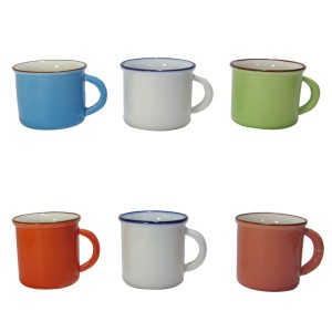 JOGO DE CANECAS COM 6 PEÇAS  EM CERÂMICAS COLOR LISAS 5CM 50ML - GDR0026