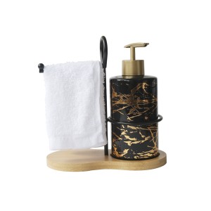 KIT PARA BANHEIRO DE PORCELANA EM 3 PEÇAS COM ESTAMPA MARMORIZADA  - 1351-PT