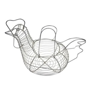 PORTA OVOS DE METAL EM FORMATO DE GALINHA PRATA 28CM - 96399