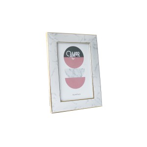 PORTA RETRATO ESTAMPA MARMORIZADA COM PÉ GRAVATA DE MADEIRA 10X15CM- 4125-DOU