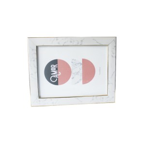 PORTA RETRATO ESTAMPA MARMORIZADA COM PÉ GRAVATA DE MADEIRA 15X20CM- 4126-DOU