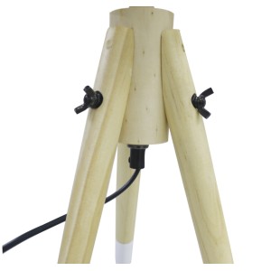 ABAJUR TRIPÉ DE MADEIRA COM CÚPULA EM TECIDO E ESTRUTURA DE METAL  48CM BIVOLT- 2346-BR