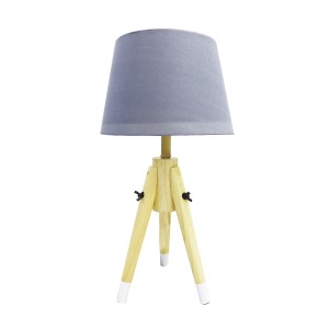 ABAJUR TRIPÉ DE MADEIRA COM CÚPULA EM TECIDO E ESTRUTURA DE METAL  48CM BIVOLT- 2346-CZ