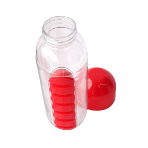 GARRAFA SQUEEZE COM PORTA COMPRIMIDO DE PLÁSTICO 600 ML - ELG65084-VM