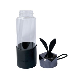 GARRAFA DE VIDRO GLASS COM CAPA DE SILICONE E TAMPA PLÁSTICA - GDR0450-PT