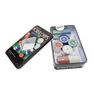 JOGO DE FICHAS PARA POKER 100 FICHAS PLASTICO NA LATA - 1487