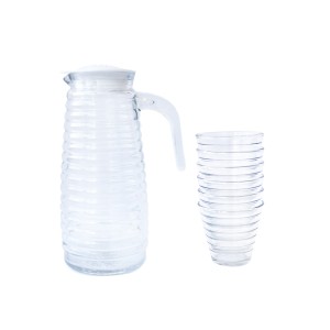 JARRA DE VIDRO COM TAMPA DE 1 LITRO E JOGO DE 6 COPOS 250ML COLMÉIA  - 6722