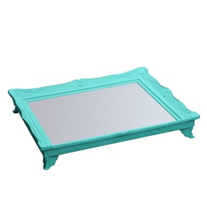 BANDEJA DE PLASTICO COM ESPELHO 25X30 AZUL CLARO- HJ78727