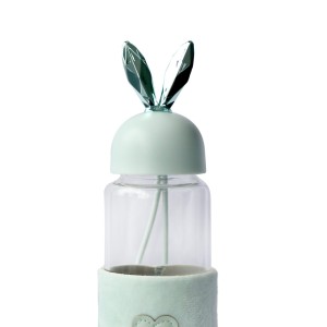 GARRAFA DE VIDRO RABBIT BOTTLE COM CAPA DE VELUDO COM TAMPA E ALÇA - GDR0455-VD