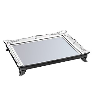 BANDEJA DE PLASTICO COM ESPELHO 25X30 PRATA - HJ78731