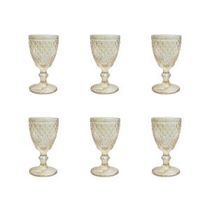 TAÇA DE VIDRO PARA ÁGUA COM ALTO RELEVO AMBAR 200ML - BF3875