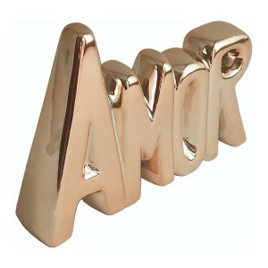 ENFEITE DE PORCELANA COM A FRASE AMOR  8X11CM - CZ19505-GR