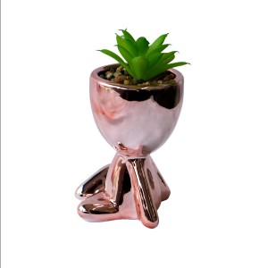 VASO DECORATIVO COM SUCULENTA ARTIFICIAL 8X8X11.5CM - MG5119-GR