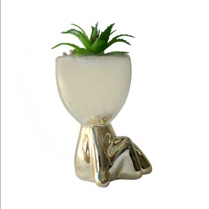 VASO DECORATIVO COM SUCULENTA ARTIFICIAL 7X9X11.5CM - MG5117-DOU