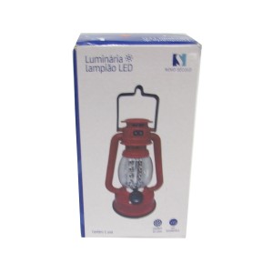 LUMINÁRIA LAMPIÃO 16 LED ELÉTRICA E PILHA RECARREGÁVEL BIVOLT - PT