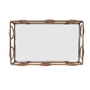 BANDEJA DE METAL ESPELHADA RETANGULAR DE VIDRO 5X15X25CM - KIT202-GR