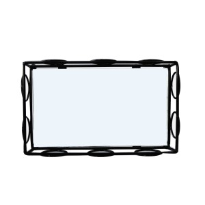 BANDEJA DE METAL ESPELHADA RETANGULAR DE VIDRO 5X15X25CM - KIT202-PT