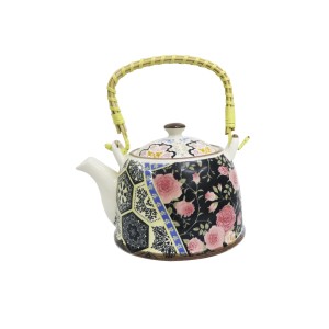 BULE CHALEIRA COM INFUSOR CERÂMICA  FLORAL COM ALÇA 600ML - BULG35-A