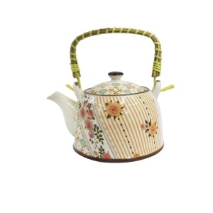 BULE CHALEIRA COM INFUSOR CERÂMICA  FLORAL COM ALÇA 600ML - BULG35-D