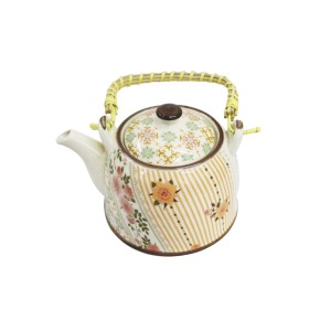 BULE CHALEIRA COM INFUSOR CERÂMICA  FLORAL COM ALÇA 600ML - BULG35-D