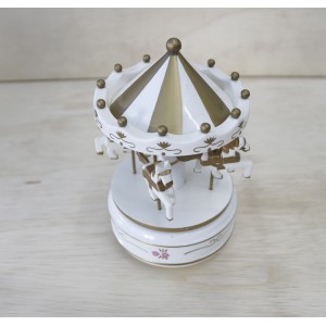 CARROSSEL MUSICAL DE PLÁSTICO DOURADO COM BRANCO 17X10CM - FR620-D