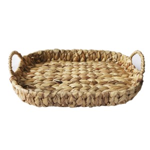 BANDEJA COM ALÇA DE PALHA OVAL  ENTRELAÇADA  26X36CM - 2980