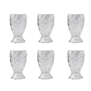 JOGO DE COPO DE VIDRO EM ALTO RELEVO COM 6 PEÇAS - BM244