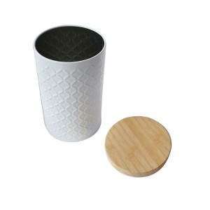 POTE DE METAL EM ESTAMPA GEOMÉTRICA COM TAMPA 11X20CM 1L 300ML - 2360