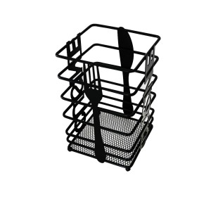 PORTA TALHER DE METAL ARAMADO PRETO QUADRADO 16X10CM - 2405