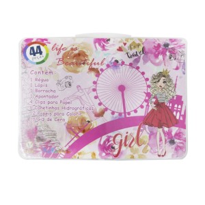 KIT PINTURA FEMININO DE PLÁSTICO COM 44 PEÇAS - MT44N-GIRL