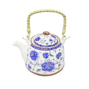 BULE CHALEIRA COM INFUSOR CERÂMICA  FLORAL COM ALÇA 600ML - BUL30B-B