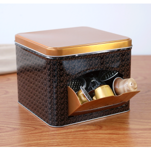 PORTA CAPSULAS DE METAL COM TAMPA E ABERTURA FRONTAL 12X15CM-  2648-A