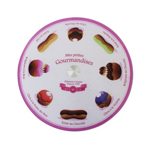 PRATO GIRATORIO 360 GRAUS EM VIDRO E METAL ESTAMPA DOCES 32 CM- CA12198-LILÁS