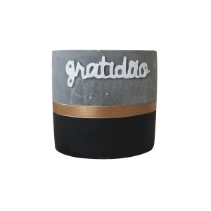 VASO DE CIMENTO COM FRASE GRATIDÃO 10X9CM - GDR0553-C