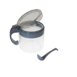 KIT COM 03 PEÇAS DE PORTA CONDIMENTO DE 300 ML COM COLHER  E SUPORTE - CA09648-CZ