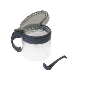 KIT COM 03 PEÇAS DE PORTA CONDIMENTO DE 300 ML COM COLHER  E SUPORTE - CA09648-PT