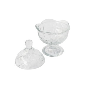 MINI BOMBONIERE COM PÉ DE VIDRO TRANSPARENTE 300ML  15X10CM- BM7190