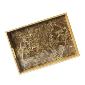 BANDEJA DE BAMBU COM FUNDO EM ESTAMPA MARMORIZADA 27.8X39.3X4.5CM - 96450-MRCL