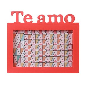PORTA RETRATO  DE PLÁSTICO 15X20 COM FRASE TE AMO - CT1476-VM