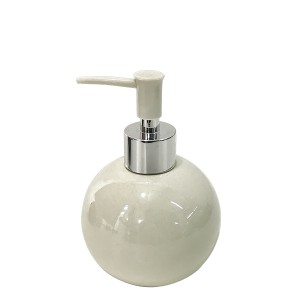 PORTA SABONETE LIQUIDO DE PORCELANA BEGE 300 ML
