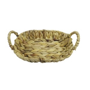 BANDEJA COM ALÇA DE PALHA OVAL ENTRELAÇADA 16X21CM - 2979
